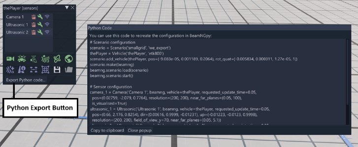 Export configuration as Python code