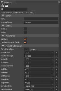 Inspector when a brush entity is selected